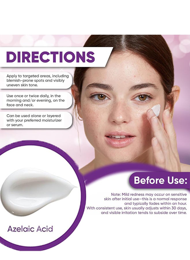 يونايتد كريم أزيكلير 30 غ، 20 ٪ كريم أزيلي حمض، تقليل حب الوجه، البليميشات و الوردية وإصلاح تغير لون الجلد، الرطوبة والتوازن سيبوم - Image 4