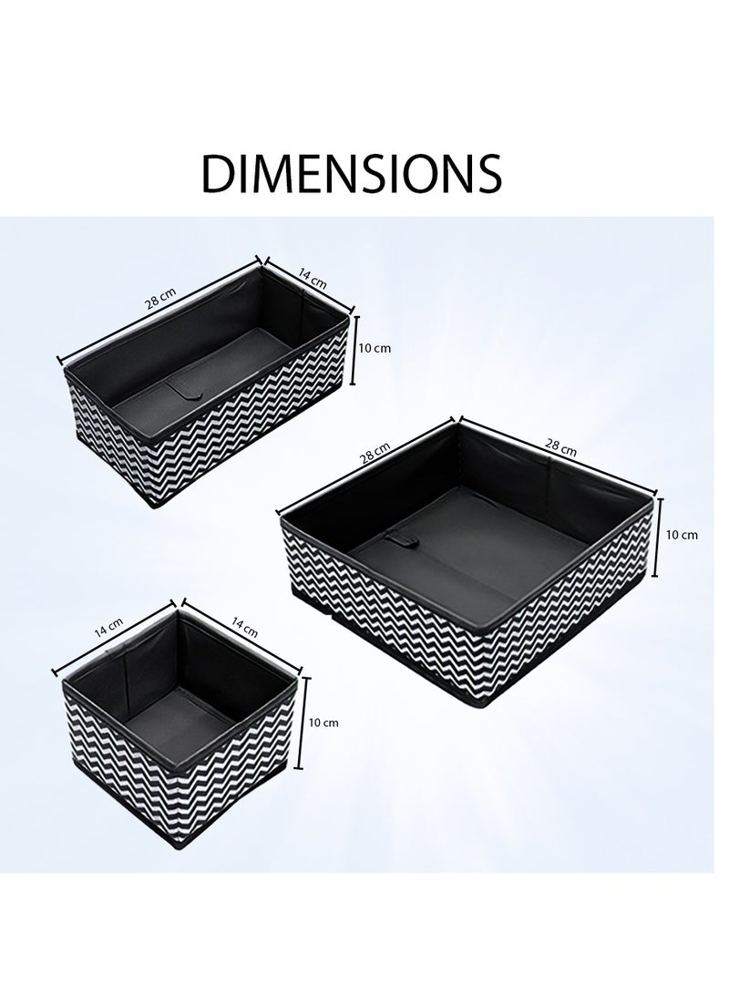6-Piece Foldable Closet Organizer – Grey Base with White Stripes, 2 Small + 2 Medium + 2 Large Drawer Dividers – Perfect for Underwear, Socks, Ties, Baby Clothes & More – Non-Woven Fabric, Moisture-Proof, Durable & Space-Saving  - Image 5