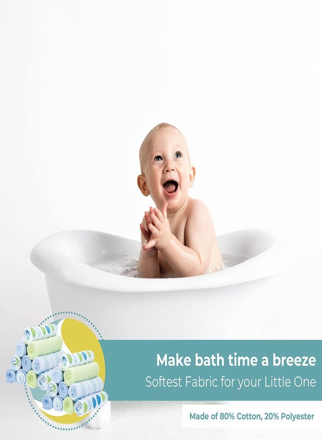 Spasilk Washcloth Wipes Set For Newborn Boys And Girls, Soft Terry Washcloth Set-Pack Of 20, Blue Dot - Image 5