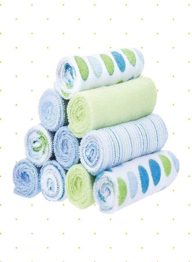 Spasilk Washcloth Wipes Set For Newborn Boys And Girls, Soft Terry Washcloth Set-Pack Of 20, Blue Dot - Image 3