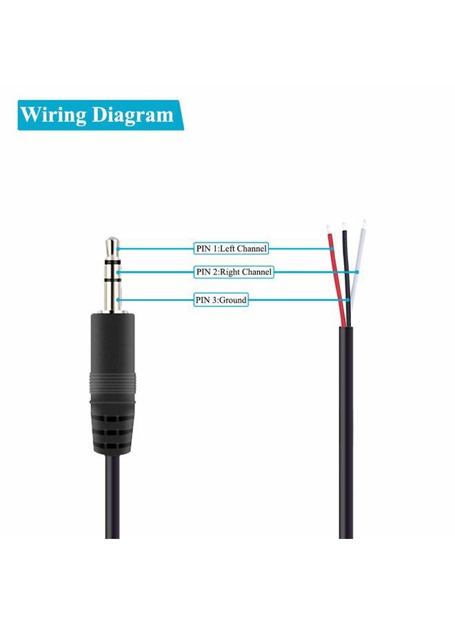 Fancasee - 6FT 3.5mm 1/8" to Speaker Wire TRS Stereo Male Plug to Bare Wire Pigtail 3.5mm Jack Connector Adapter Repair Audio Cable for Speaker Headphone Headset Earphone - Image 1