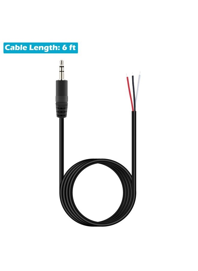 Fancasee - 6FT 3.5mm 1/8" to Speaker Wire TRS Stereo Male Plug to Bare Wire Pigtail 3.5mm Jack Connector Adapter Repair Audio Cable for Speaker Headphone Headset Earphone - Image 1