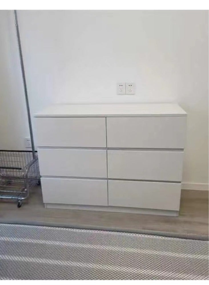 فاشون هوم خزانة خشبية متعددة الوظائف بتصميم مقبض غير مرئي مكونة من 6 أدراج ورف تخزين واسع وطاولة رف لغرفة النوم وغرفة المعيشة والأثاث المنزلي 100 × 40 × 73 سم - Image 2