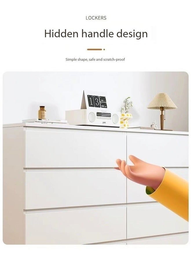 فاشون هوم خزانة خشبية متعددة الوظائف بتصميم مقبض غير مرئي مكونة من 6 أدراج ورف تخزين واسع وطاولة رف لغرفة النوم وغرفة المعيشة والأثاث المنزلي 100 × 40 × 73 سم - Image 5