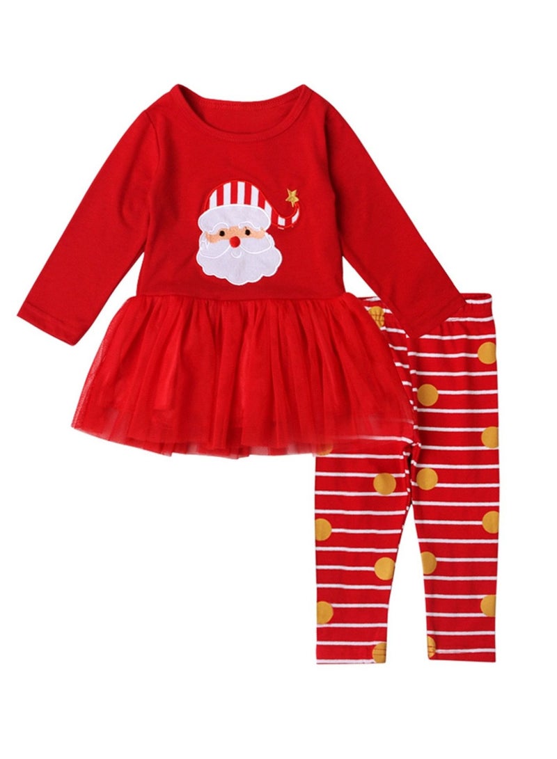 Highland Baby Girl Santa Claus Tulle T-Shirt Top and Pants Christmas Outfit - Medium  - Image 2