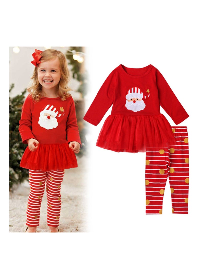 Highland Baby Girl Santa Claus Tulle T-Shirt Top and Pants Christmas Outfit - Medium  - Image 1