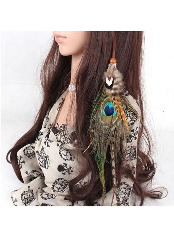 Suoirblss Boho Hippie Hair Extensions With Feather Clip Comb Hairpin Indian Feather Headdress Headdress Diy Accessories For Women Handmade  - Image 2