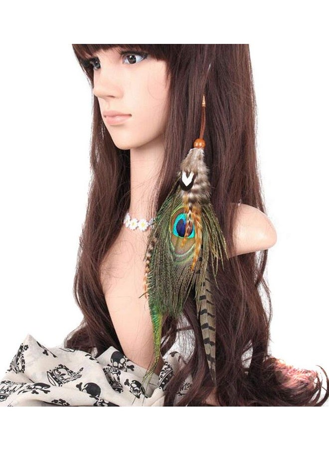 Suoirblss Boho Hippie Hair Extensions With Feather Clip Comb Hairpin Indian Feather Headdress Headdress Diy Accessories For Women Handmade  - Image 1