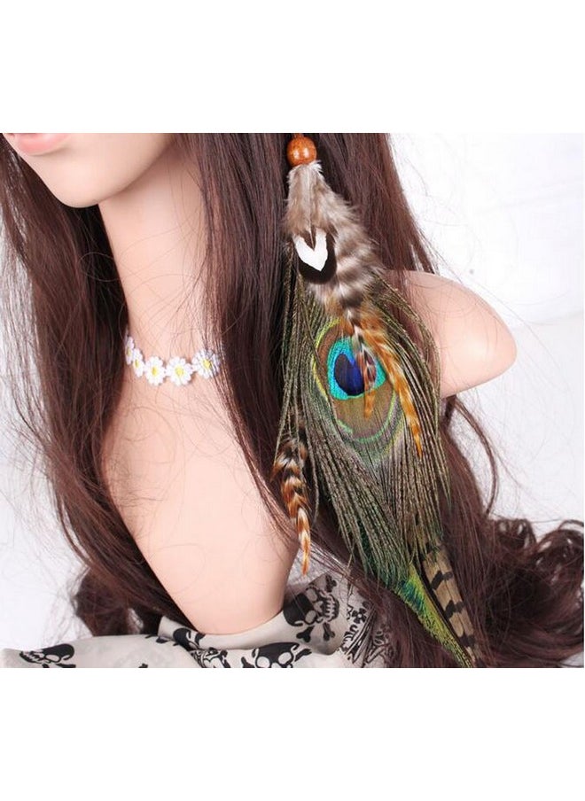 Suoirblss Boho Hippie Hair Extensions With Feather Clip Comb Hairpin Indian Feather Headdress Headdress Diy Accessories For Women Handmade  - Image 3