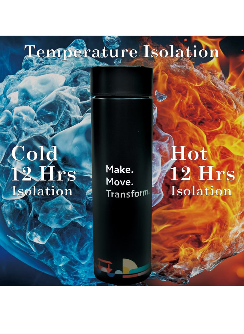 RTA Smart Insulated Stainless Steel Bottle with LED Temperature Display 450ml Black