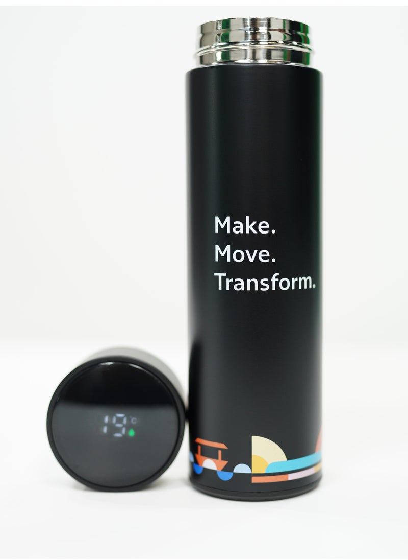 RTA Smart Insulated Stainless Steel Bottle with LED Temperature Display 450ml Black