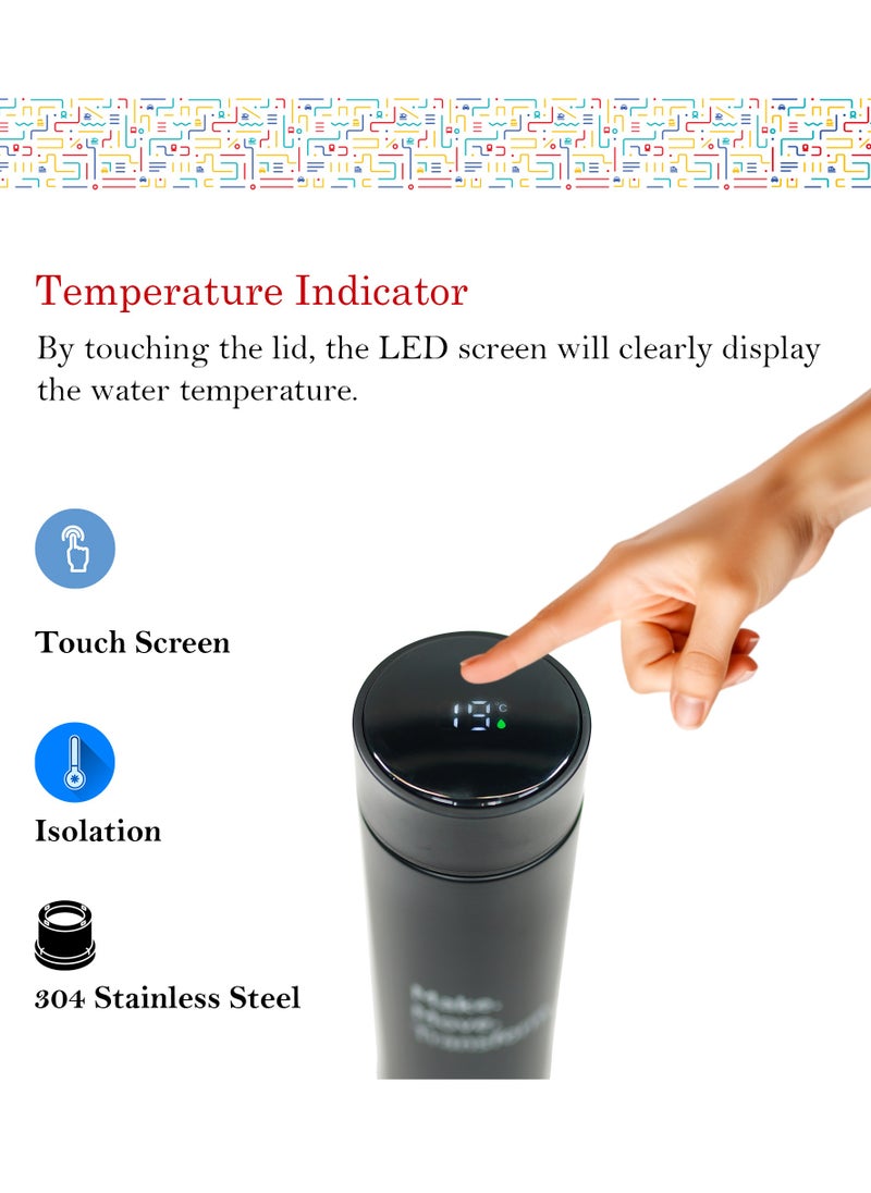 RTA Smart Insulated Stainless Steel Bottle with LED Temperature Display 450ml Black