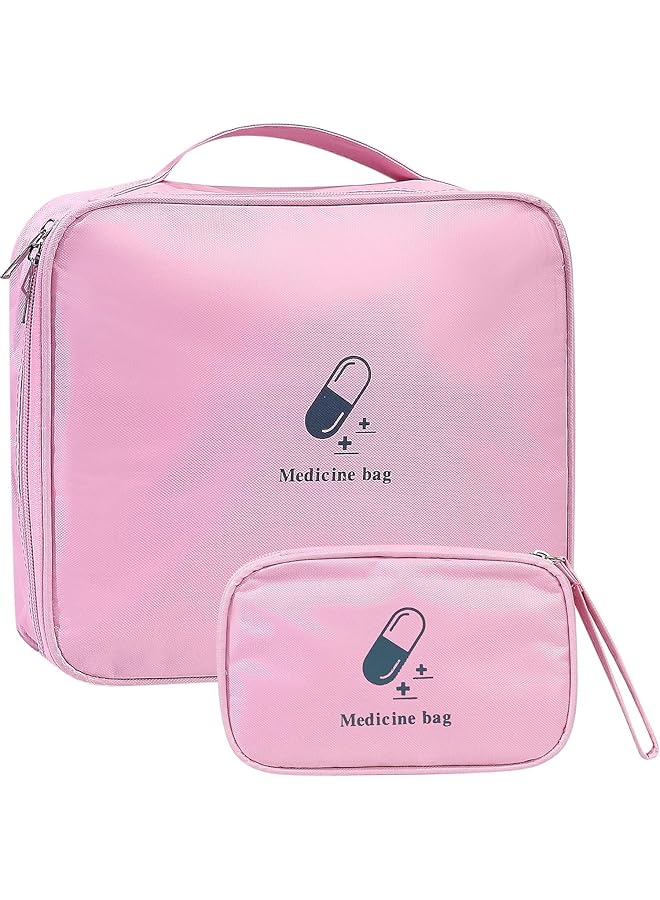 Excefore First Aid Kit Bags Set of 2 Portable Medical Medicine Bags Small and Large Waterproof Emergency Organizer Ideal for Outdoor Camping Travel and Work Red 2 Pieces - Image 1