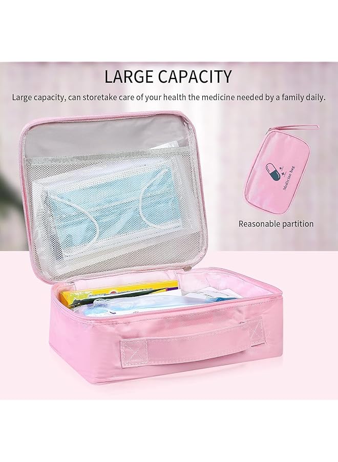 Excefore First Aid Kit Bags Set of 2 Portable Medical Medicine Bags Small and Large Waterproof Emergency Organizer Ideal for Outdoor Camping Travel and Work Red 2 Pieces - Image 4