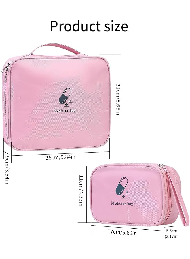 Excefore First Aid Kit Bags Set of 2 Portable Medical Medicine Bags Small and Large Waterproof Emergency Organizer Ideal for Outdoor Camping Travel and Work Red 2 Pieces - Image 2