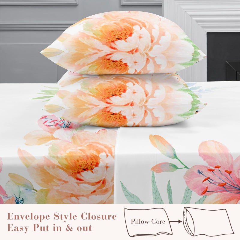 YIYEA Queen Sheet Set, Luxury 1800TC Hotel Quality Double Brushed Microfiber Floral Bed Sheets for Queen Size Bed, Extra Soft, Deep Pocket, Shrinkage and Fade Resistant, 4PC (Queen) - Image 4