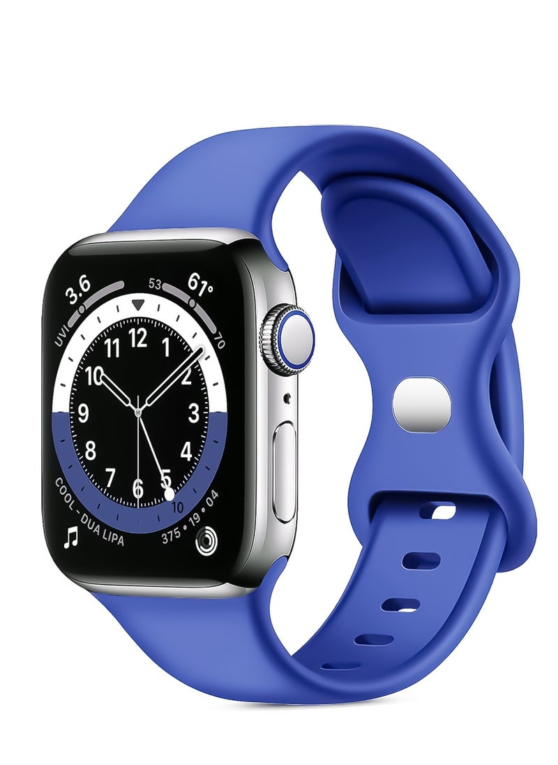 Generic - Sport Band for Apple Watch 44mm 42mm 45mm 49MM, Soft Silicone Strap Replacement iWatch Bands for Apple Watch Sport Series 4/5/6/7/8/Se - Blue Pepsi M/L - Image 1