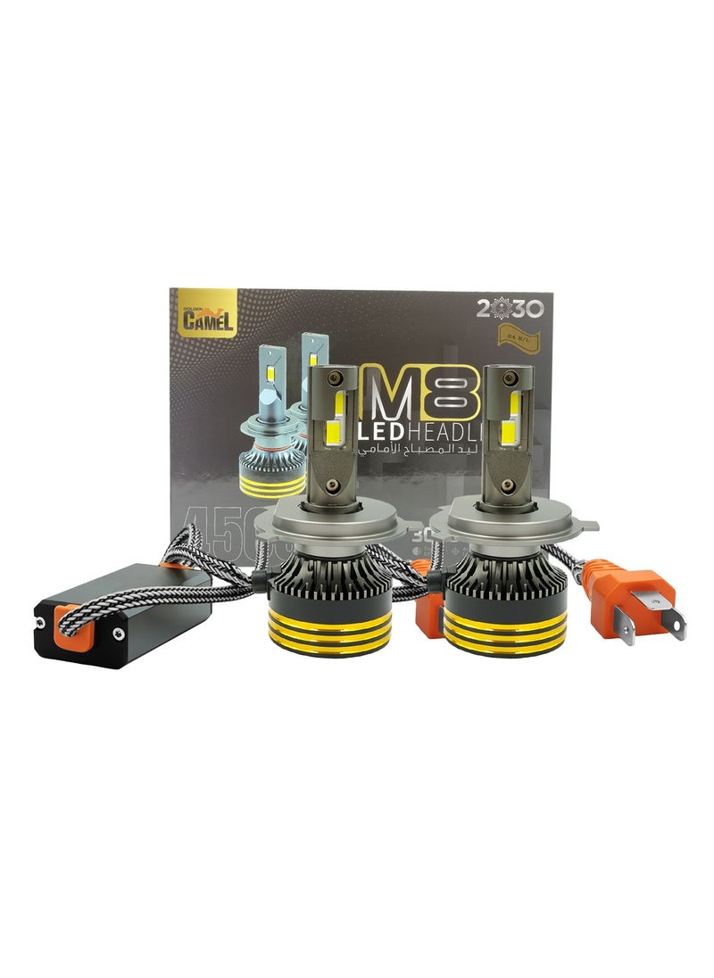 Golden Camel Golden Camel M8 Pro LED Headlight Bulbs 120W 30000LM 6500K Cool White, IP65 Waterproof, Plug and Play, 12V–24V DC, Super Bright Beam, 30000 Hours Lifespan – H4-H/L Beam, 2 Pcs  - Image 1