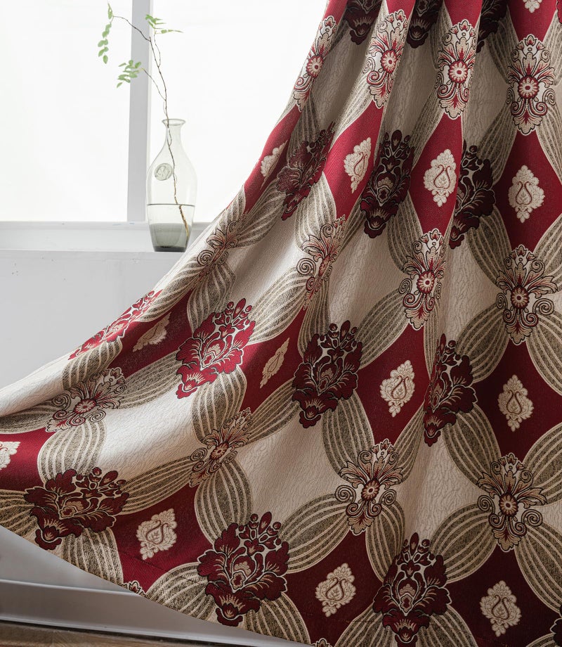Petrichor Elegant Curtains with Gold Silver Threads 2 Panels Set - Luxury Window Treatment Attached Valance, Sheer Backing, and 2 Tie Backs for Bedroom and Living Room, 54x84 inches, Burgundy - Image 4