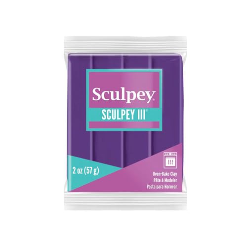 Polyform Sculpey III Polymer Oven-Bake Clay, Purple, Non Toxic, 2 oz. bar, Great for modeling, sculpting, holiday, DIY, mixed media and school projects.Perfect for kids & beginners! - Image 1