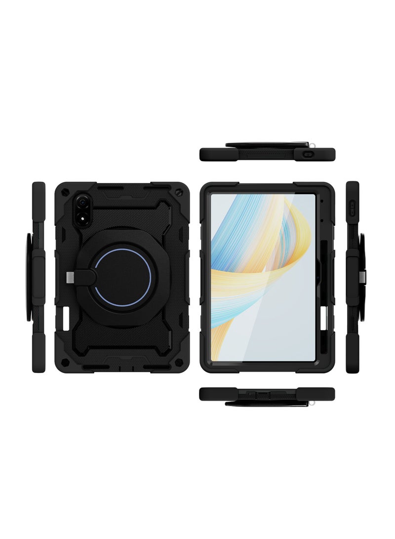 URBBKING PC + Silicone 3-Layers Combo Armor Heavy Duty Shockproof Cover with 360° Rotating Ring Stand for Huawei  MatePad SE 11 inch Black  - Image 2