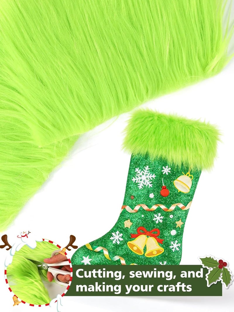 Alphatool 6 Pcs Green Faux Fur Fabric- 10"×10" Shaggy Fur Square Patches, Fluffy Warm Plush Fur Cuts for DIY Crafts Sewing Costume Rugs Pillows Cushion Pad Chair Cover Christmas Gnomes Decors - Image 4
