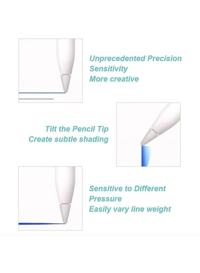 Apple Pencil Tips Replacement and Silicone Nib Cover Set (2 Tip + 3 Protective Covers) – Compatible with Apple Pencil 1st & 2nd Gen, Quiet Writing & Anti-Scratch Protection – White - Image 2