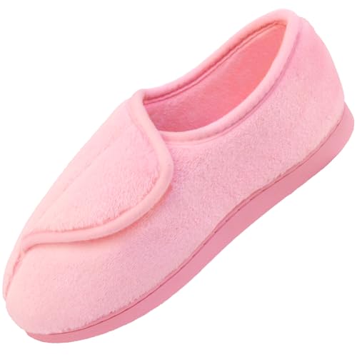 Git-up Women Diabetic Slippers Arthritis Edema Memory Foam Closed Toed Slippers, Pink, 9 D(M) US - Image 1
