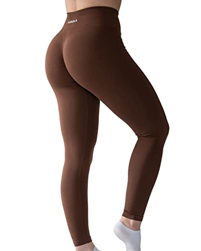 AUROLA Workout Leggings for Women Seamless Scrunch Yoga Pants Tummy Control Gym Fitness Sport Active Leggings 25'' (S, Dandelion Brown) - Image 1