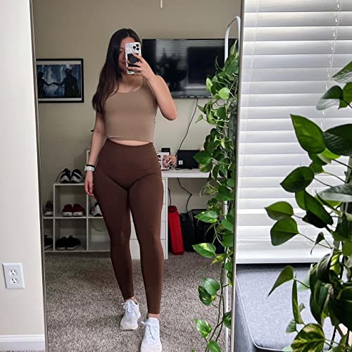 AUROLA Workout Leggings for Women Seamless Scrunch Yoga Pants Tummy Control Gym Fitness Sport Active Leggings 25'' (S, Dandelion Brown) - Image 4