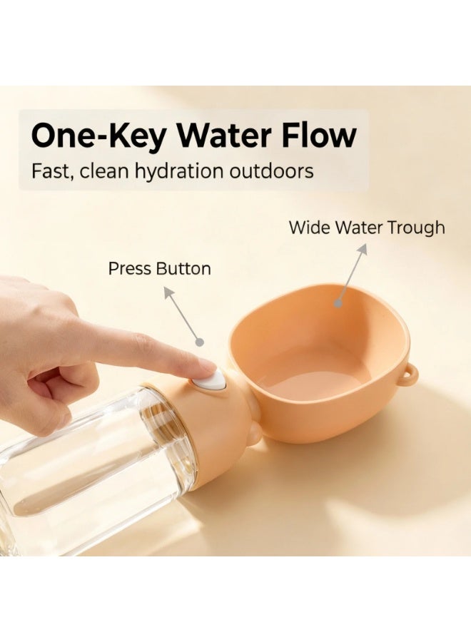 EPET Portable Dog Water Bottle, One-Key Leak-Proof Pet Travel Water Dispenser 28cm x 8.5cm / 550ml (Milk Tea) - Image 2