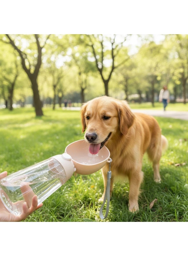 EPET Portable Dog Water Bottle, One-Key Leak-Proof Pet Travel Water Dispenser 28cm x 8.5cm / 550ml (Milk Tea) - Image 3