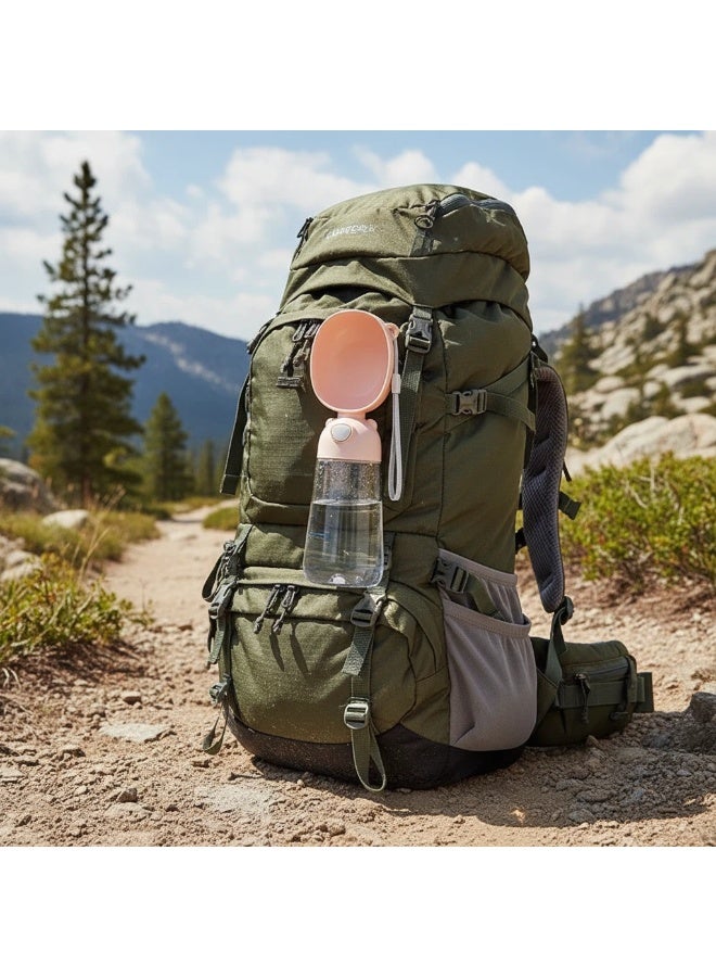 EPET Portable Dog Water Bottle, One-Key Leak-Proof Pet Travel Water Dispenser 28cm x 8.5cm / 550ml (Milk Tea) - Image 4