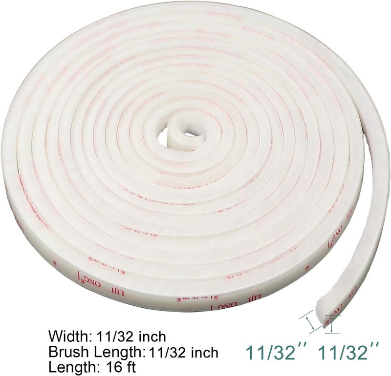 TORRAMI Fuzzy Brush Seal Weatherstripping for Window and Door 11/32 inch x 11/32 inch x 16 ft, Self-Adhesive Felt Insulation Sealing Strip Wind Dust Draft Insect Proof, White - Image 2