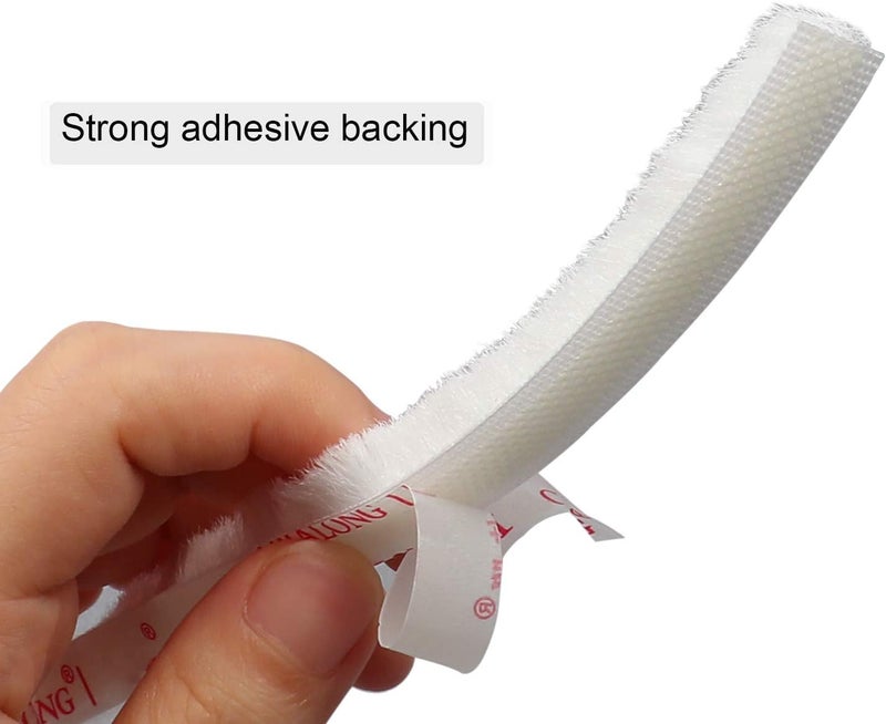 TORRAMI Fuzzy Brush Seal Weatherstripping for Window and Door 11/32 inch x 11/32 inch x 16 ft, Self-Adhesive Felt Insulation Sealing Strip Wind Dust Draft Insect Proof, White - Image 3