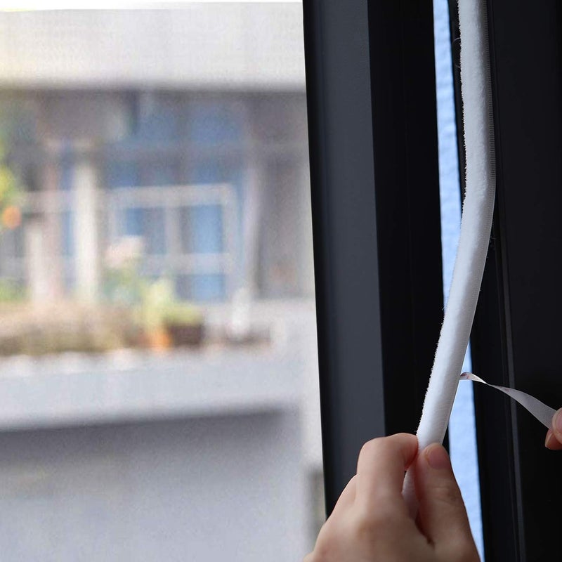 TORRAMI Fuzzy Brush Seal Weatherstripping for Window and Door 11/32 inch x 11/32 inch x 16 ft, Self-Adhesive Felt Insulation Sealing Strip Wind Dust Draft Insect Proof, White - Image 4