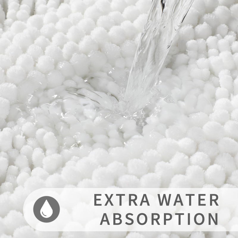 Yimobra Bathroom Rug Mat  Extra Thick and Super Absorbent Bath Rugs  Non Slip Quick Dry Bath Mats  Luxury Microfiber Chenille Plush Fluffy Washable Soft Shower Carpet for Floor  36"" x 24""  White - Image 5