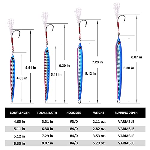 Goture Vertical Jigs 60-150g with Assist Hook, Glow Fishing Jig Saltwater, Speed Fast Fall Lead Jigs, Deep Sea Fishing Lures Jigging Spoon Lures for Tuna Kingfish Grouper Snapper Striper Salmon - Image 5