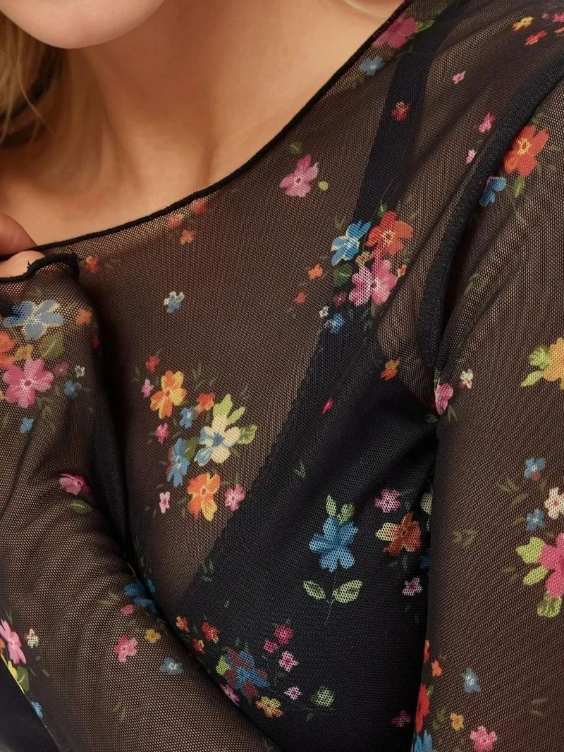 HICCUP Patterned Crew Neck Top