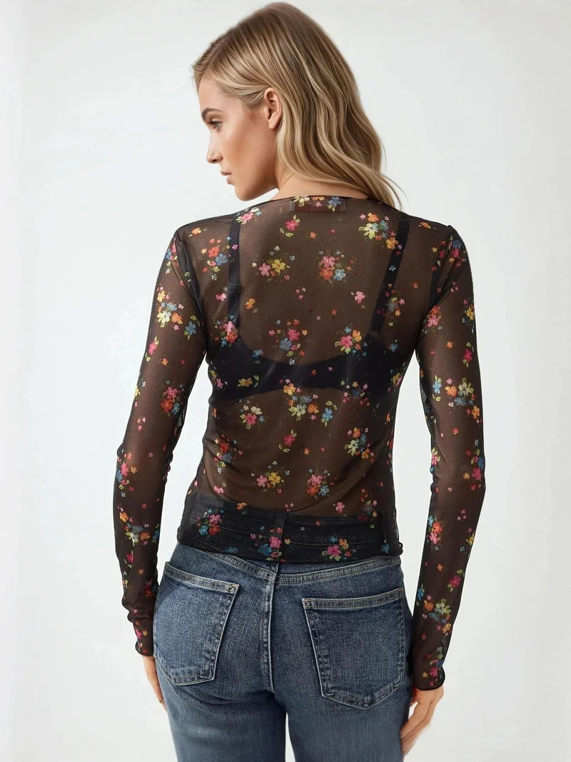 HICCUP Patterned Crew Neck Top