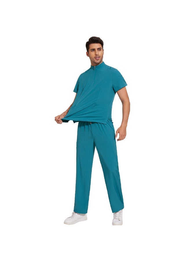 NIBEMINENT Scrubs Medical Uniform Solid Color Workwear Unisex Elastic Breathable Nurse Uniform Doctor Clinic Hospital Accessories Men Women - Image 1
