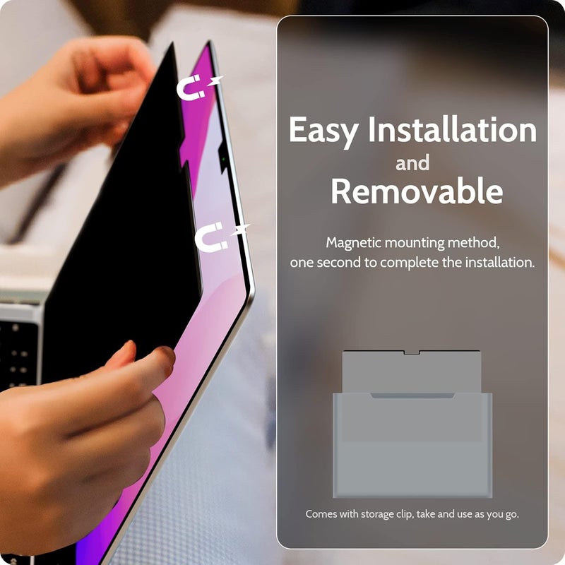Peslv Privacy Screen MacBook Pro 16 Inch (2021-2023, M1, M2, M3) -A2991/A2485/A2780, Magnetic Removable Matte Anti Blue Light Glare Filter 16inch Privacy Screen Protector for Mac Pro 16.2" Laptop - Image 3