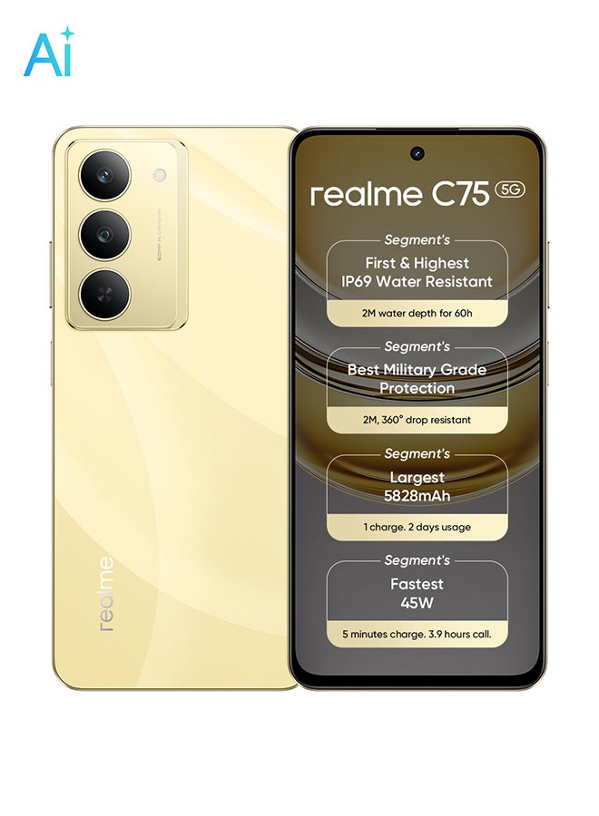 realme C75 5G Dual SIM 8GB RAM 256GB Lightning Gold - International Version
