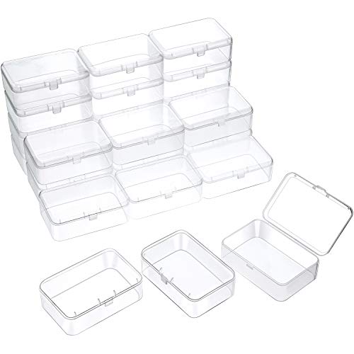 SATINIOR 24 Packs Small Clear Plastic Beads Storage Containers Box with Hinged Lid for Storage of Small Items, Crafts, Jewelry, Hardware (3.5 x 2.4 x 1.2 Inches) - Image 1