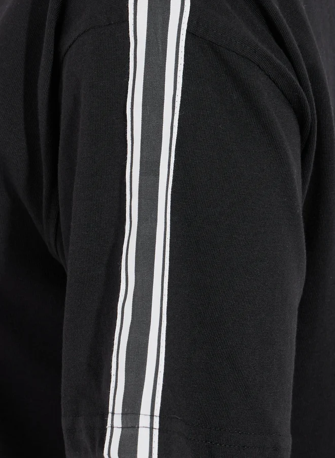 Styli Styli Cotton Jersey High Neck T-Shirt with Shoulder Tape Detail