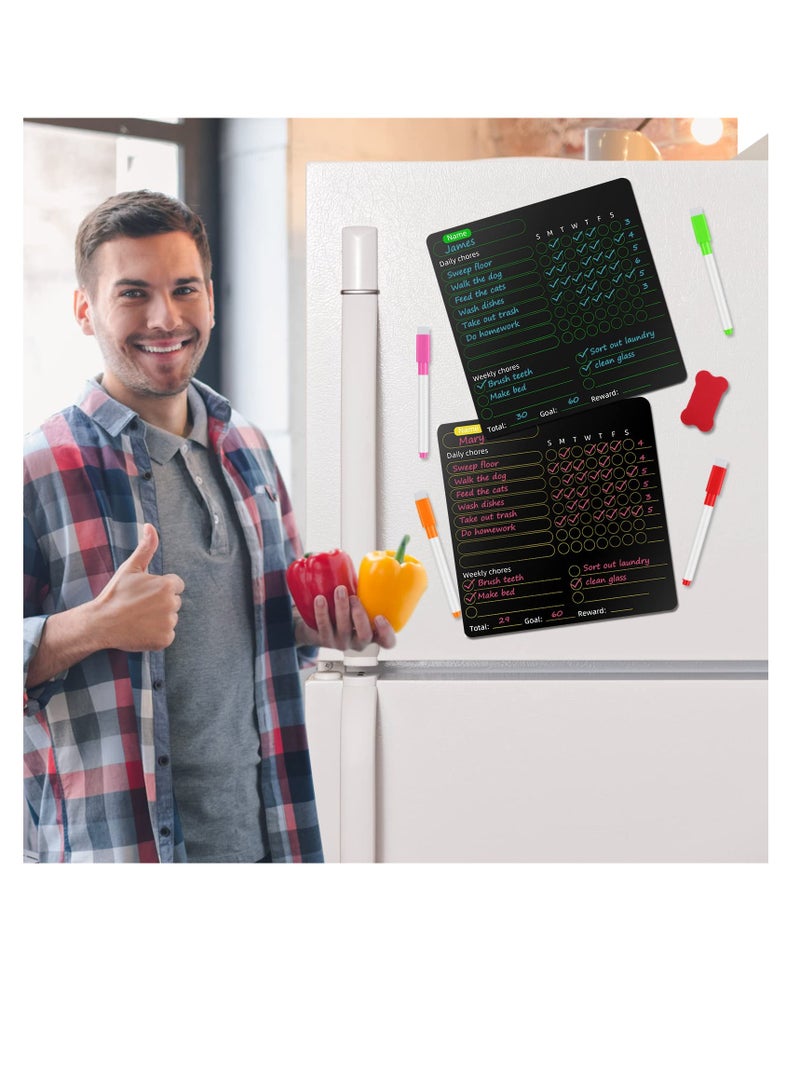 Excefore Magnetic Dry Erase Calendar, 4 Pcs Magnetic Chore Chart for Kids with 8 Colored Markers and 1 Eraser, Reward Chart, Dry Erase Behavior Charts for Kids, Teens, Adults, Family, Black - Image 4