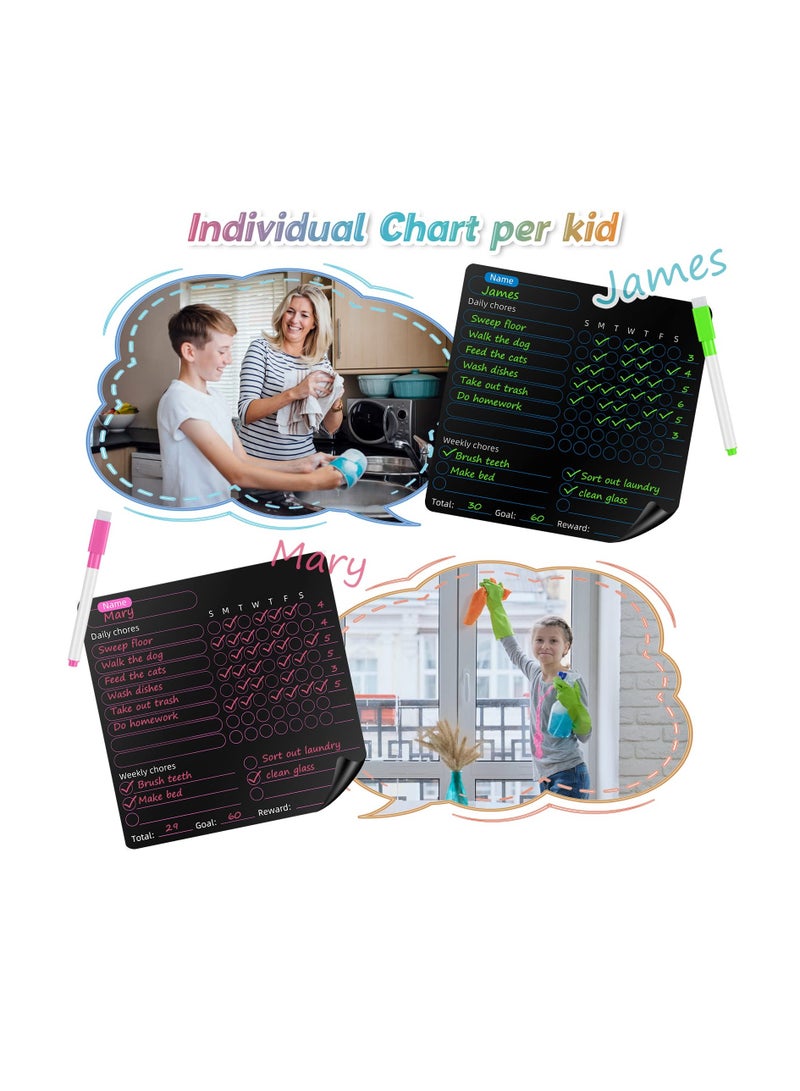 Excefore Magnetic Dry Erase Calendar, 4 Pcs Magnetic Chore Chart for Kids with 8 Colored Markers and 1 Eraser, Reward Chart, Dry Erase Behavior Charts for Kids, Teens, Adults, Family, Black - Image 5