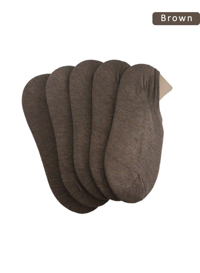 5 أزواج من جوارب قطنية للبنات بلون موحد جوارب قطنية ضحلة جوارب قصيرة ربيع وخريف جوارب نسائية رفيعة بنية اللون