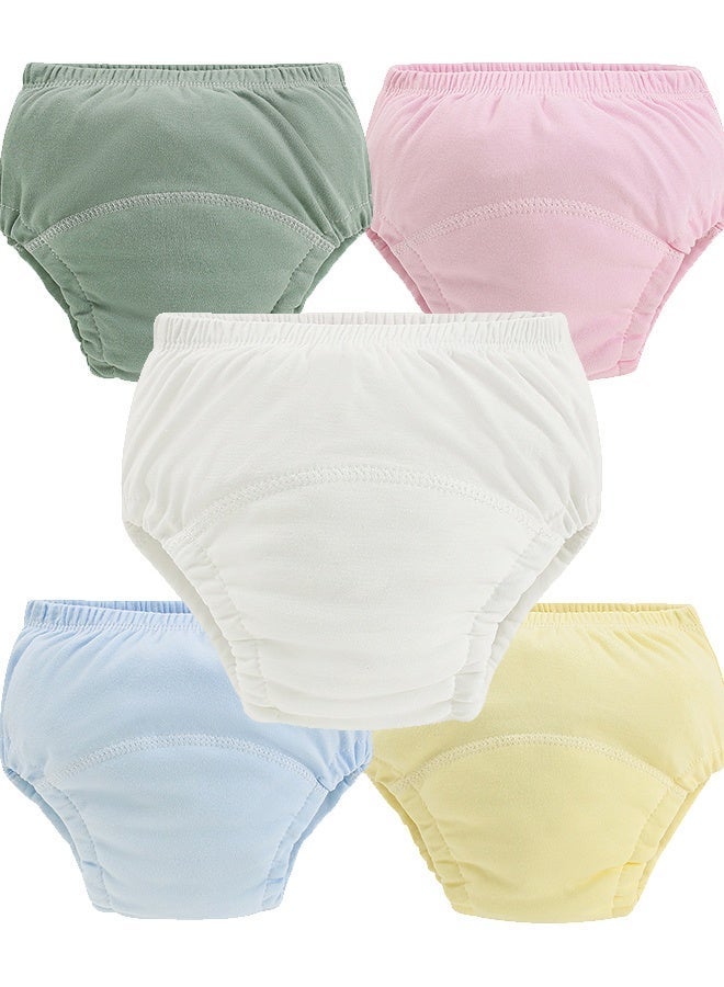 5-pack, size 90, pure cotton toddler training pants, highly absorbent, reusable, unisex (6 layers), toilet training underwear for boys and girls. - Image 1