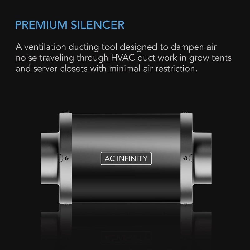 AC Infinity Inline Duct Fan Silencer, 8" Noise Reduction Muffler Blower Silencer for Indoor Hydroponics Grow Tent Ventilation Systems - Image 2